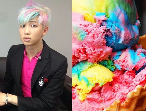 
Chỉ cần nhìn mái tóc của anh chàng RM thôi là khiến fan thèm đi ăn kem bảy màu rồi!