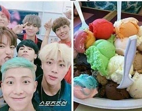 
Làm gì có loại kem bảy màu nào nhìn "hấp dẫn" hơn các chàng trai BTS này được đây! 