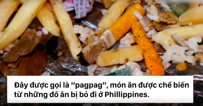 
"Pagpag" - món ăn từ bãi rác của người lao động nghèo Philippines (Ảnh cắt từ clip)