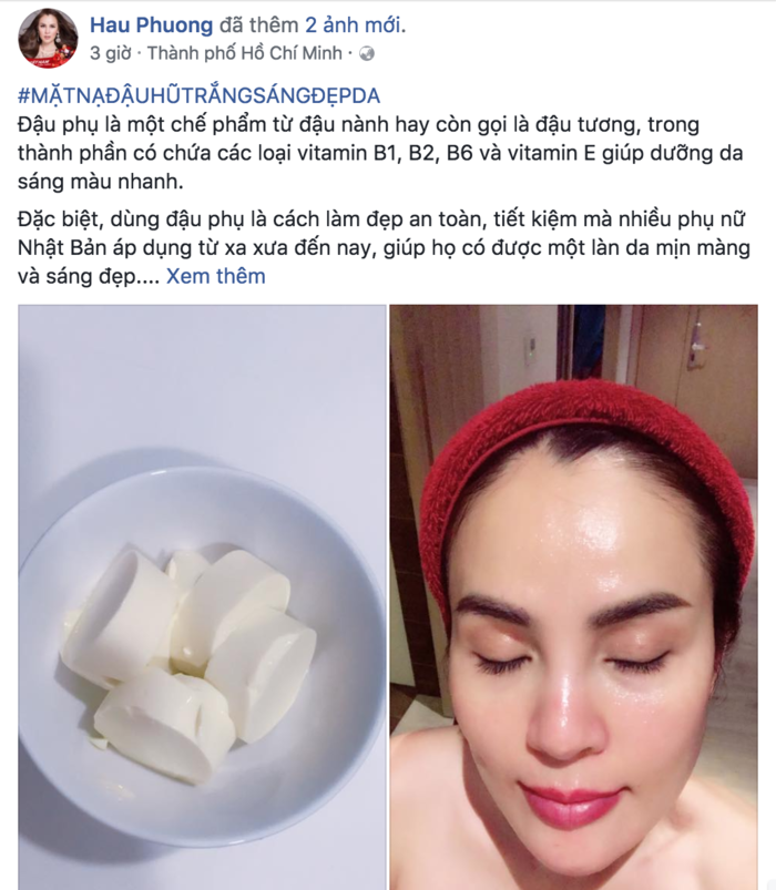 
Dòng chia sẻ của Hoa hậu Phương Lê về bí quyết làm đẹp của mình bằng đậu hũ cực hữu dụng.