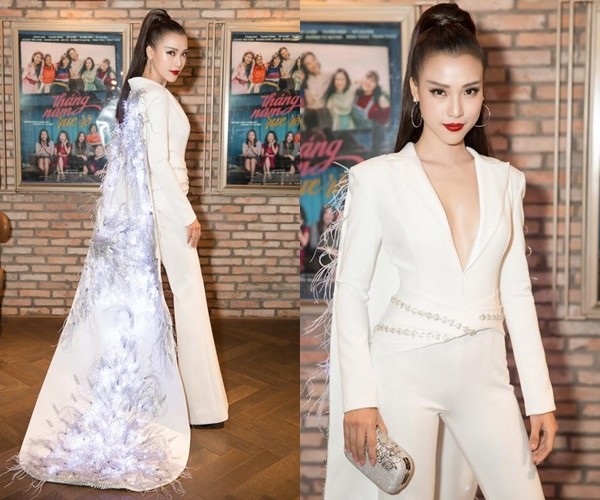 
Hoàng Oanh gây chú ý với bộ vest trắng phối khăn choàng dài kết lông sáng đèn lạ mắt tại sự kiện ra mắt phim gần đây.