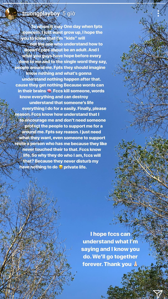 
Bức tâm thư dài được Xuân Trường đăng trên Instagram tối ngày 13/3.
