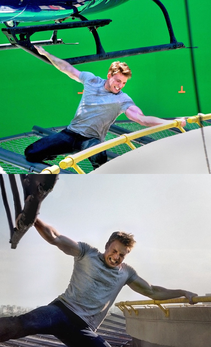 
Còn cảnh kéo trực thăng có một không hai trong lịch sử điện ảnh của Captain America thì là sản phẩm của diễn xuất.