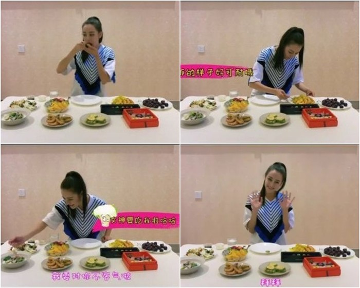 
Chỉ ăn 3 miếng trong bữa cơm thịnh soạn, Nhiệt Ba khiến netizen tỏ vẻ nghi ngờ.