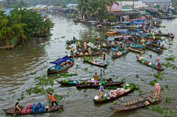 
Chợ nổi trên sông Tiền (một nhánh nhỏ của sông Mekong tại Việt Nam) (@Thanhhoai)