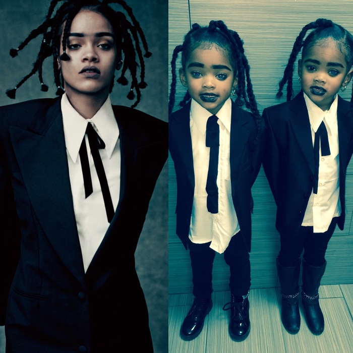 
Hai cô bé đều sở hữu những nét hao hao giống nữa ca sĩ Rihanna.