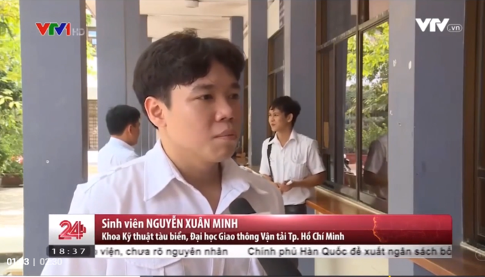 
Nam sinh Nguyễn Xuân Minh chia sẻ về thực trạng bỏ học giữa chừng tại lớp đại học của mình (Ảnh cắt từ clip)