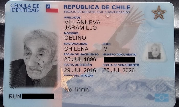 
Chiếc thẻ căn cước của ông Celio Villaneuva Jaramillo.