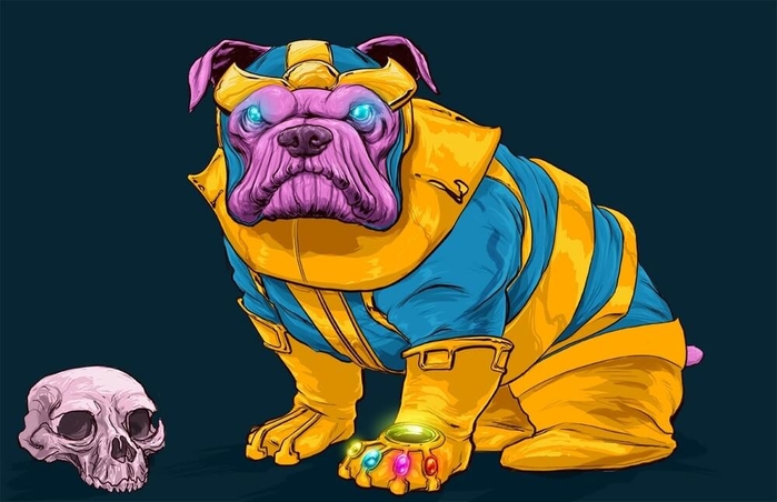 
Còn chó Bull Anh sẽ vào vai đại ác nhân Thanos, thậm chí Găng tay Vô cực anh cũng có hoàn chỉnh đây nhé.