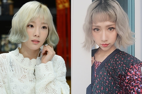 
Trước đây Min cũng từng bị nghi ngờ là "bắt chước" Taeyeon với các kiểu tóc ngắn bạch kim này.