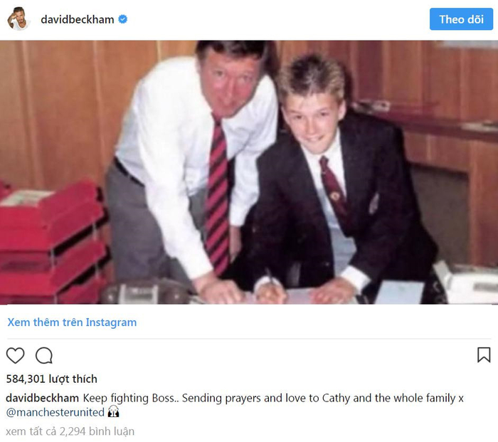 
Thời còn thi đấu trong màu áo Quỷ đỏ, Sir Alex và David Beckham có những mâu thuẫn khó có thể hàn gắn, thế nhưng cựu danh thủ MU vẫn dành những lời cầu nguyện chân thành nhất đến người thầy cũ của mình kèm hình ảnh ngày đầu khi mới đến Old Trafford.
