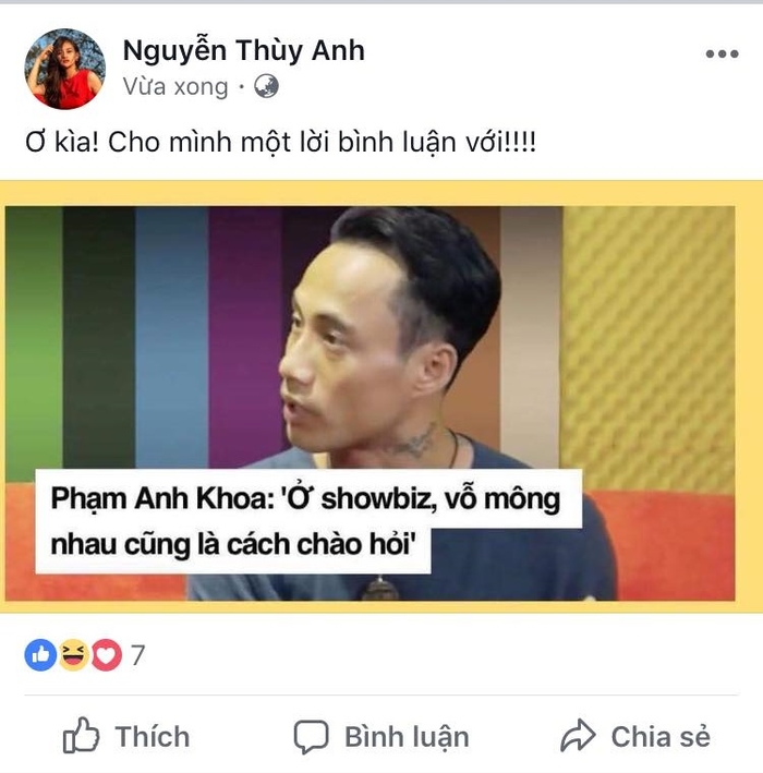 
Nữ diễn viên Bộ tứ 10A8 cũng chia sẻ đoạn clip của Phạm Anh Khoa, đồng thời hỏi bình luận của mọi người.  - Tin sao Viet - Tin tuc sao Viet - Scandal sao Viet - Tin tuc cua Sao - Tin cua Sao