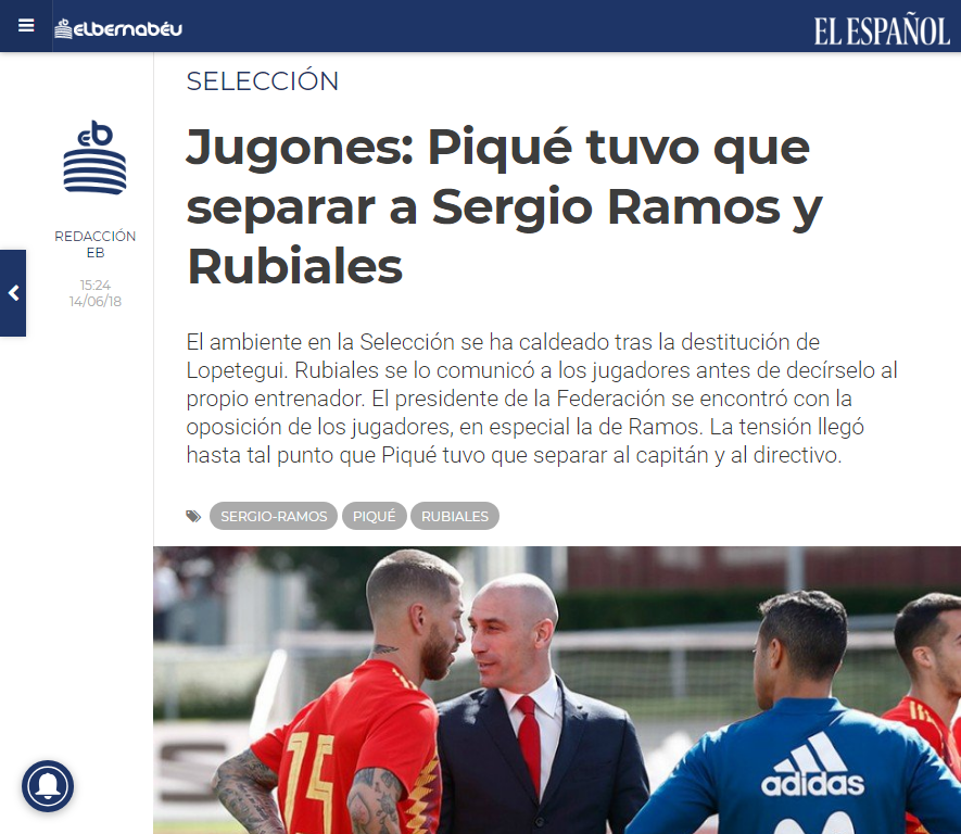 SỐC!!! Sergio Ramos đánh nhau với Chủ tịch LĐBĐ Tây Ban Nha, Pique nhảy vào can