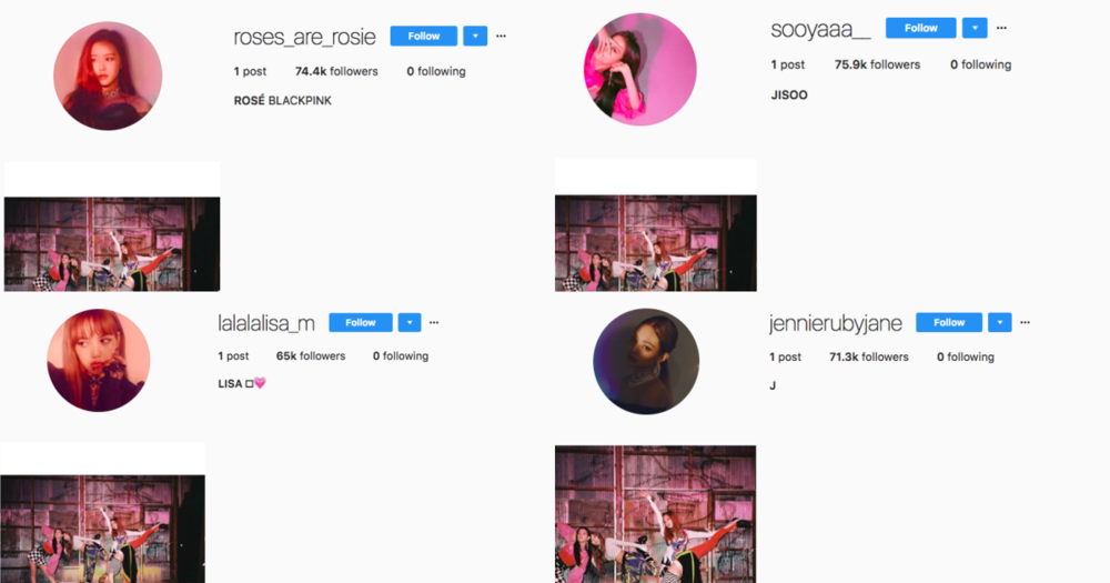 
Các tài khoản cá nhân của từng thành viên được công khai trên trang Instagram chung chính thức của nhóm.
