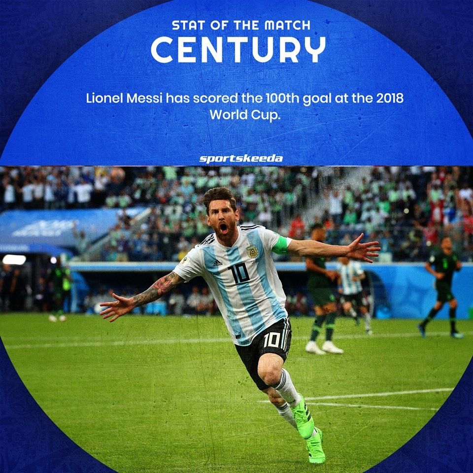
Bàn thắng của Messi chính là bàn thắng thứ 100 được ghi tại World Cup 2018 năm nay.