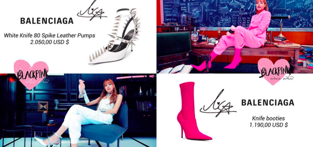 
Còn Lisa thì lại sử dụng giày cao gót từ Balenciaga, xuất hiện 2 đôi trong MV. Đôi cao gót da tán đinh nhọn có giá hơn 46 triệu đồng và đôi còn lại với giá 27 triệu đồng.