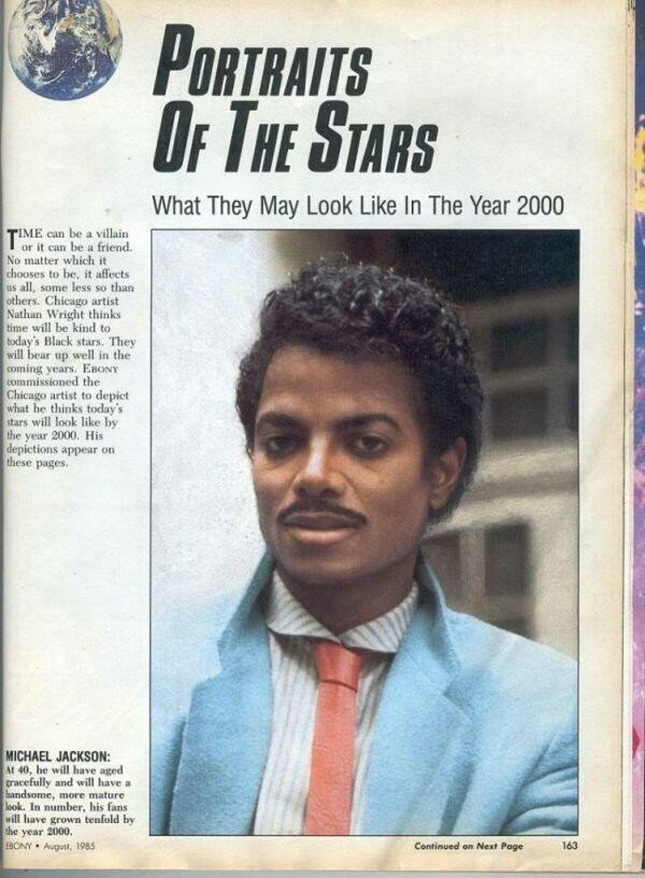 Năm 1985, tạp chí Ebony đã dự đoán ông hoàng nhạc pop Michael Jackson sẽ trông như thế nào vào năm 2000. Tuy nhiên, ai cũng biết rõ thực tế với tưởng tượng khác xa nhau như thế nào.