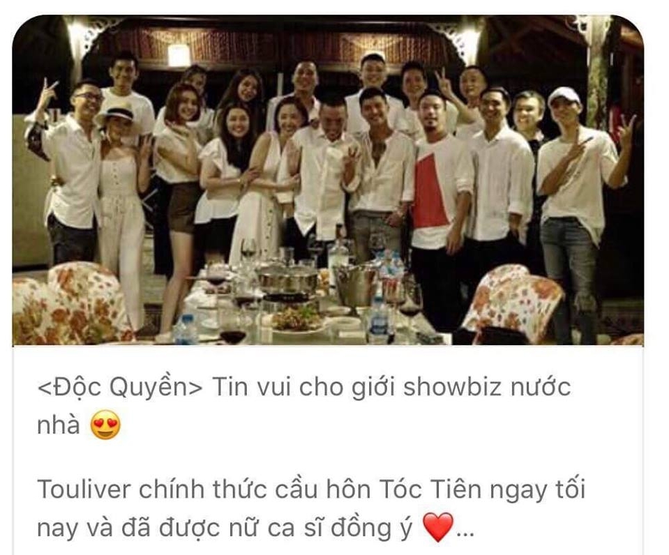 HOT:  Touliver bất ngờ cầu hôn Tóc Tiên trước sự ngỡ ngàng của tất cả bạn bè?