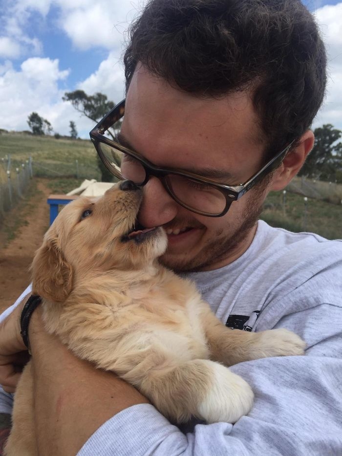 
Đây là lần đầu tiên chú chó với bộ lông vàng này được chủ nhân mới ôm vào lòng. Có thể nhận ra cả chú chó lẫn chủ của nó hạnh phúc như thế nào khi chính thức bước vào cuộc sống của nhau.