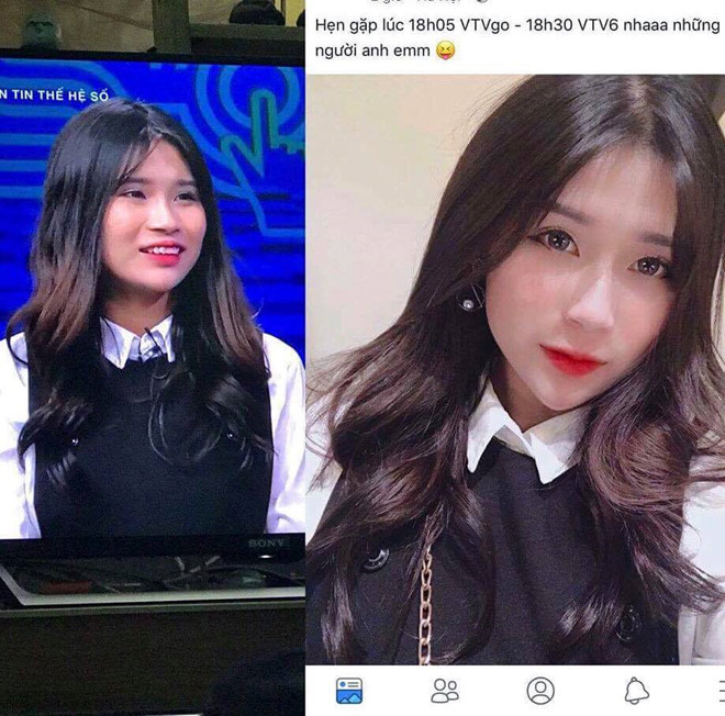 
Bức hình so sánh nhan sắc khá khác biệt của hot face khi selfie và trên tivi đang gây tranh cãi trên MXH