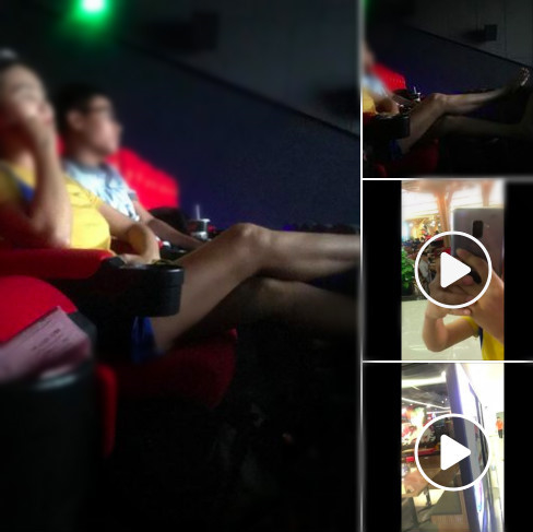 
Hai bạn nữ ngồi chiếm chỗ, gác chân lên ghế trong rạp chiếu phim - Ảnh chụp màn hình