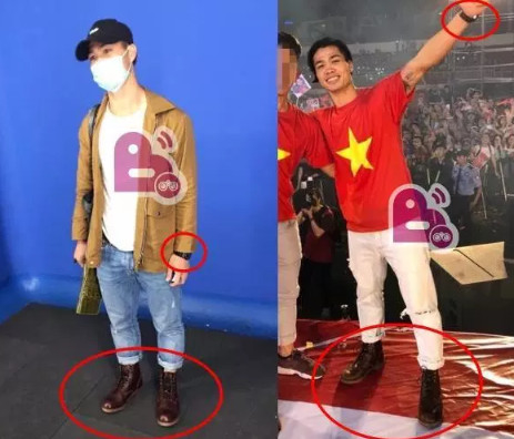 
Những chi tiết như đồng hồ đeo tay và đôi giày hoàn toàn trùng khớp với những vật dụng mà Công Phượng diện tại lễ mừng công của U23 Việt Nam.