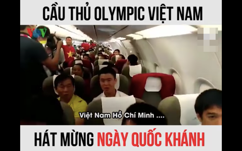 Đội tuyển Olympic Việt Nam tự hào hát mừng ngày Quốc Khánh trên máy bay