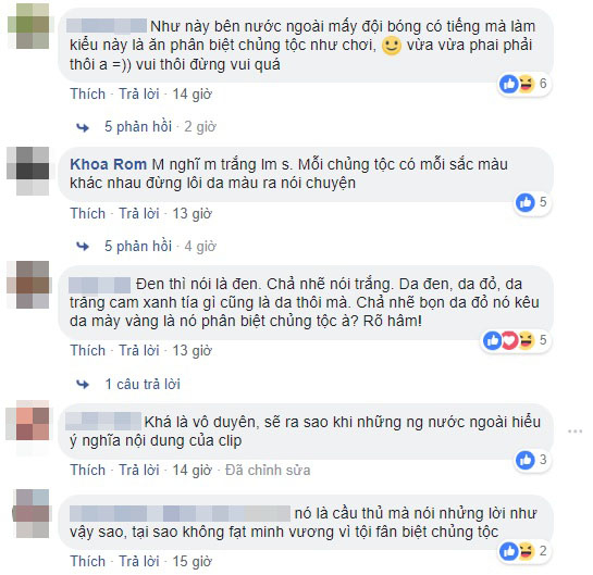 
Những bình luận chỉ trích Minh Vương vì clip dạy người bạn da đen nói tiếng Việt.