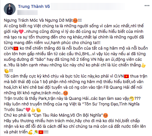 Sao Việt lên tiếng bênh vực, an ủi Quang Hải sau thất bại ở Asiad 2018 - Tin sao Viet - Tin tuc sao Viet - Scandal sao Viet - Tin tuc cua Sao - Tin cua Sao