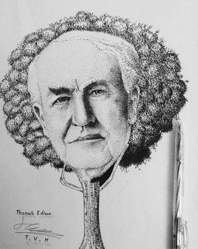 
Tuy không dùng số hay công thức nào cả nhưng bức hình Edison này khiến ai cũng phải bật cười - Ảnh: FBNV