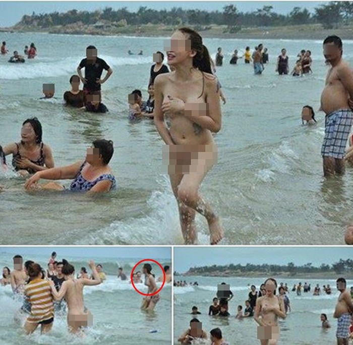  
Hình ảnh 2 cô gái gây phẫn nộ trên mạng xã hội với khoảnh khắc "cởi sạch" khi đi tắm biển - Ảnh: Chụp màn hình