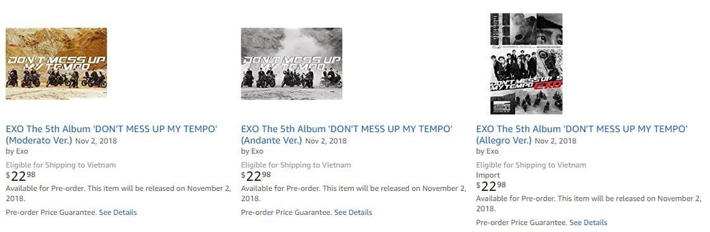 
Album mới của EXO lần đầu tiên được mở đặt trước cho fan trên Amazon.