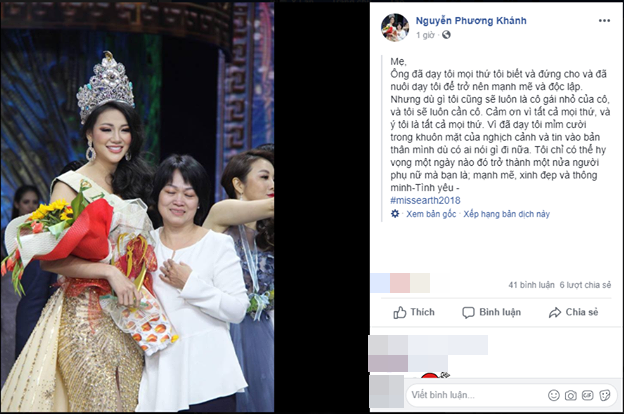 Hoa hậu Trái đất 2018 Phương Khánh viết tâm thư xúc động gửi mẹ sau đăng quang - Tin sao Viet - Tin tuc sao Viet - Scandal sao Viet - Tin tuc cua Sao - Tin cua Sao