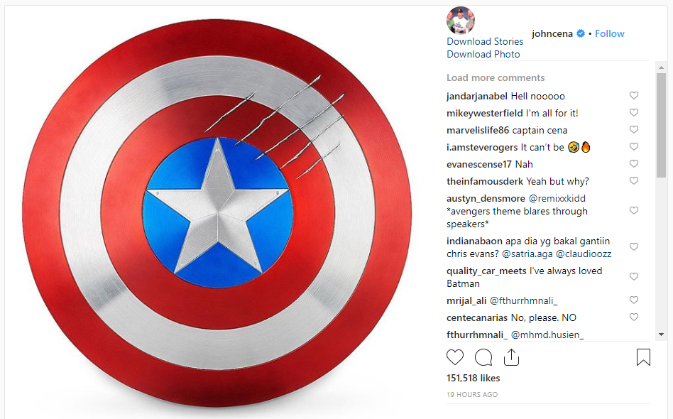 Rộ tin đồn John Cena sẽ trở thành truyền nhân của Captain America trong Avengers 4