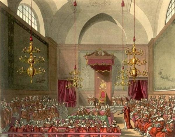 
Tranh vẽ sảnh Thượng Nghị viện Vương quốc Liên hiệp Anh và Bắc Ireland, với thành viên là 793 Nghị viện Quý tộc đến từ các gia đình quý tộc.