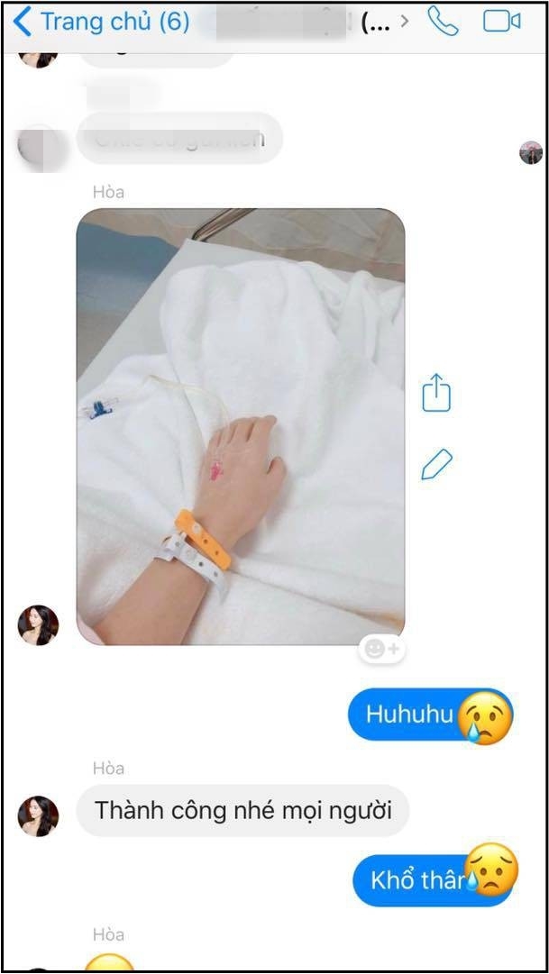 
Đoạn tin nhắn của Hòa Minzy cùng ê-kíp sau khi phẫu thuật.