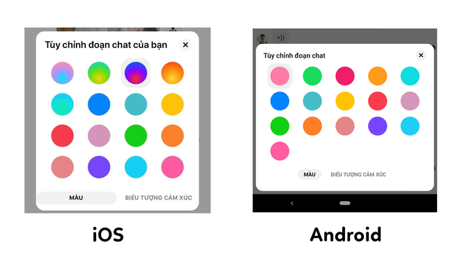 
Hiện mới chỉ có iOS được cập nhật các màu sắc mới - Ảnh: Internet