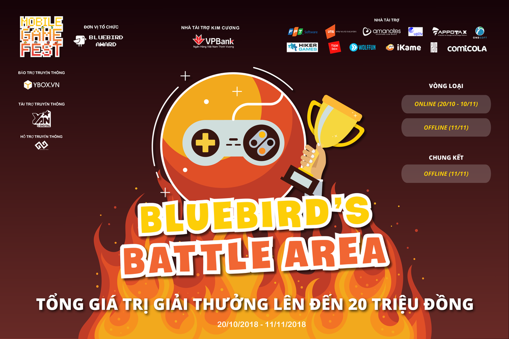 
Sự kiện sẽ là vòng chung kết của giải đấu game mobile - Bluebird’s Battle Area với giải thưởng gần 20 triệu đồng.