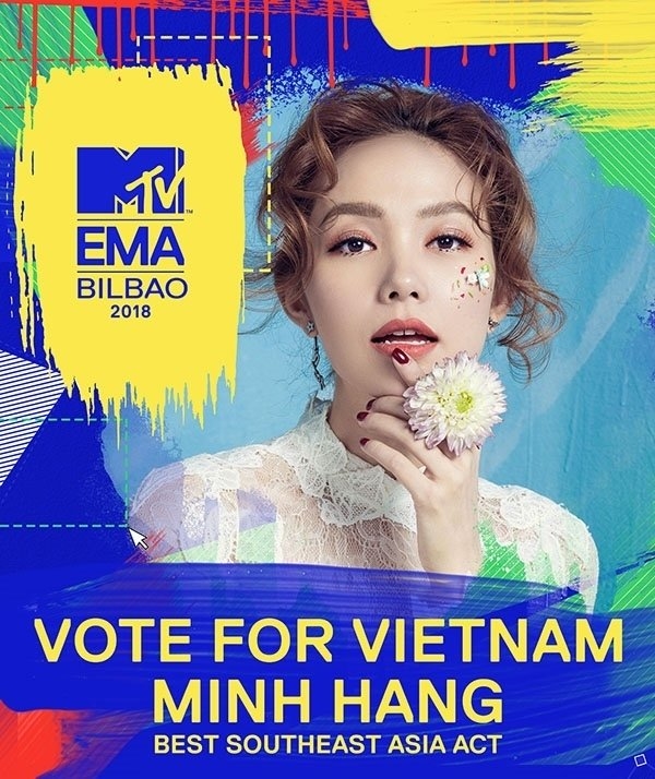 
Minh Hằng đại diện Việt Nam tranh giải tại MTV EMA 2018.