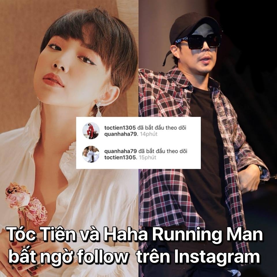 
Tóc Tiên và HaHa từng khiến fan phát "sốt" khi follow nhau trên Instagram.