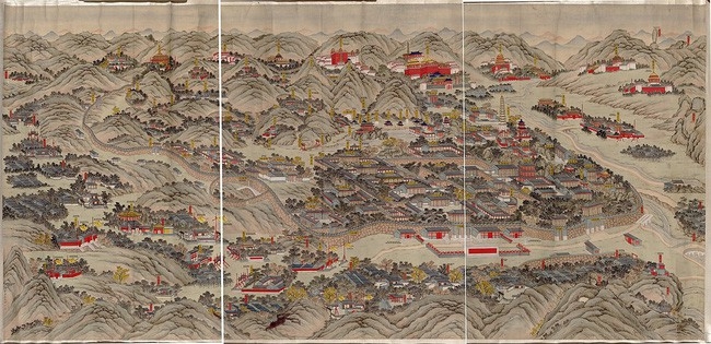 
Tranh vẽ toàn cảnh Nhiệt Hà Hành cung, nơi Hoàng đế Gia Khánh băng hà và xuất phát nhiều lời đồn đại. 