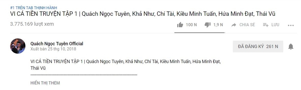 
Bộ phim đạt vị trí đầu tiên trên Tab thịnh hành của Youtube Việt Nam 