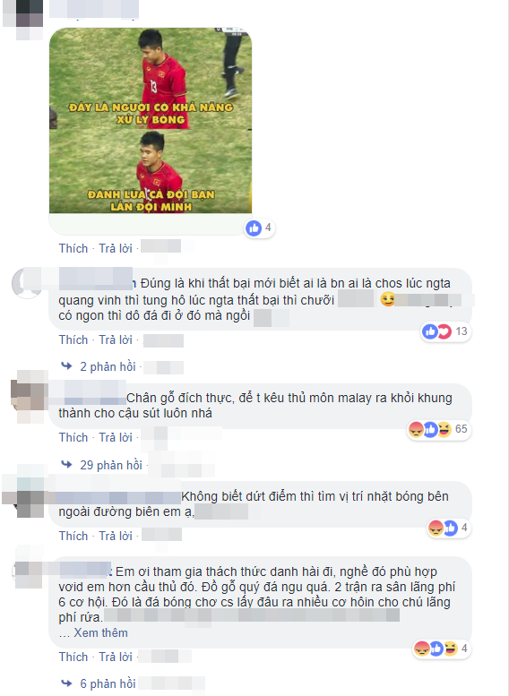
Nhiều CĐV Việt Nam không giữ được bình tĩnh đã lao vào facebook cá nhân của Đức Chinh và đưa ra bình luận tiêu cực - Ảnh: Chụp màn hình