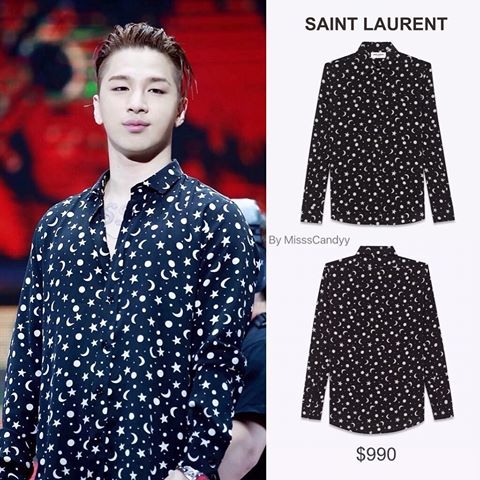 
Chiếc áo MOON AND STARS PRINTED SHIR mà Taeyang từng diện có giá 990 USD (gần 30 triệu).
