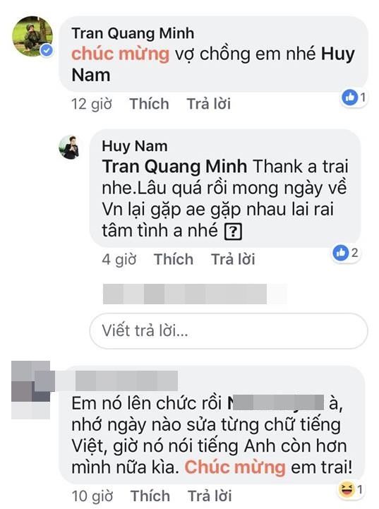 
Nhiều bạn bè đã gửi lời chúc mừng đến vợ chồng Huy Nam như Thành Duy Idol, Đại Nhân, MC Quang Minh.  - Tin sao Viet - Tin tuc sao Viet - Scandal sao Viet - Tin tuc cua Sao - Tin cua Sao