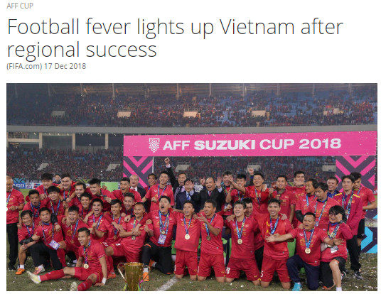 
ĐT Việt Nam được trang chủ FIFA ca ngợi.