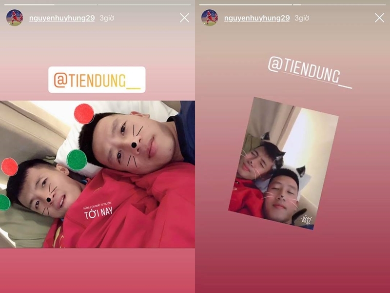 
Huy Hùng và trung vệ Bùi Tiến Dũng cũng rất thân thiết với nhau. Huy Hùng đã đăng loạt ảnh lên story Instagram khiến fan của "0421" đứng ngồi không yên.