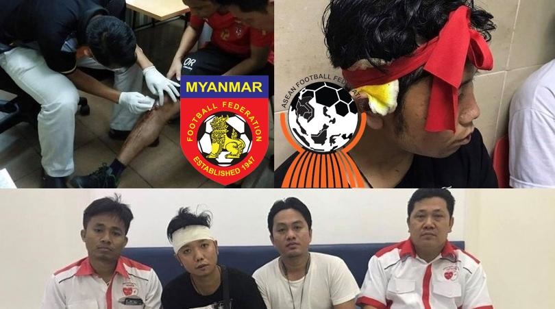 
Hình ảnh nhóm CĐV Myanmar bị hành hung tại Malaysia hôm 24/11 vừa qua.