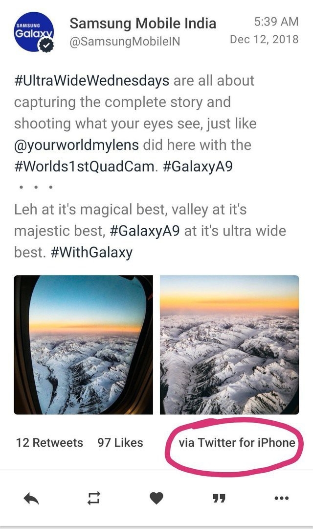 Cười ra nước mắt chuyện nhân viên Samsung dùng iPhone đăng post quảng cáo cho... Samsung