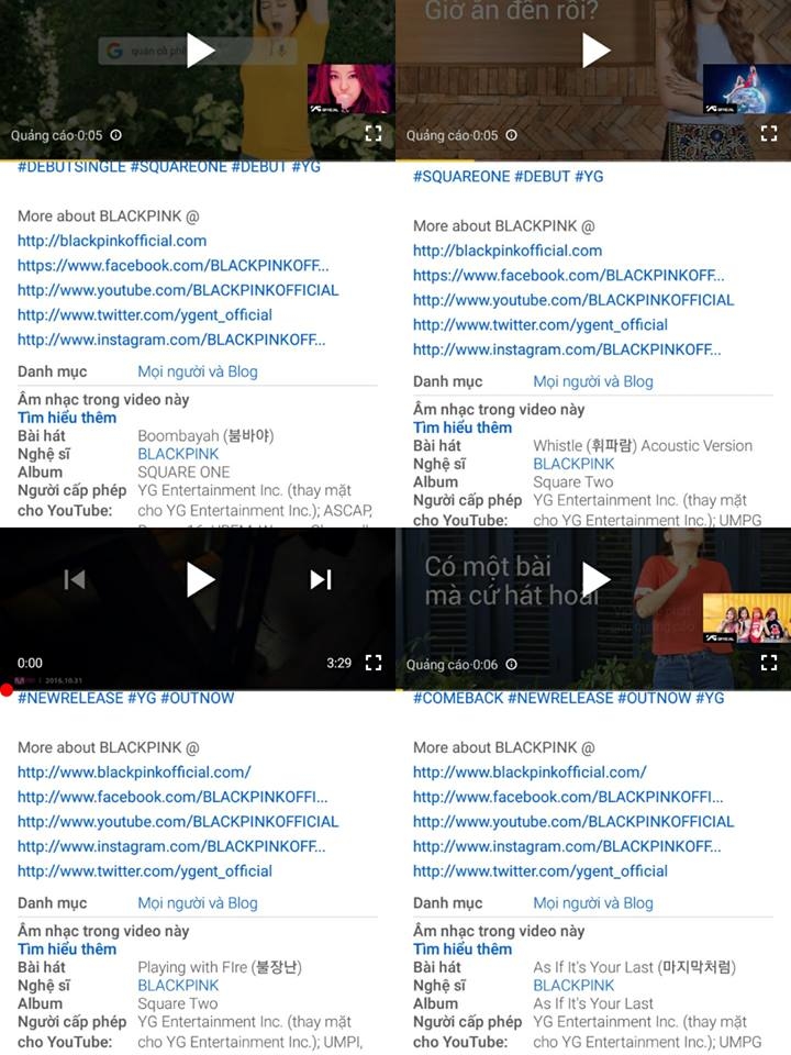 
Những MV trước của BLACKPINK đều được liệt ở mục Mọi người và Blogs.